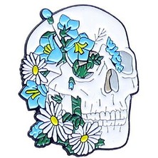 Prof Çiçekler ve Kafatası Broş - 0008