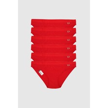 Tutku 12 'li Tutku Yazılı Bayan Bikini Külot Kırmızı