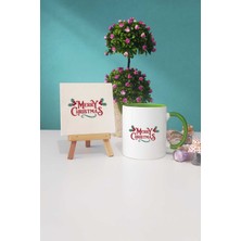 Hedizu Merry Christmas Yılbaşı Hediyesi Yeşil Kupa Bardak Dekoratif Taş