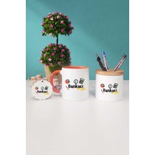 Hedizu Bankacıya Hediye Bankacı Turuncu Kupa Bardak Kalemlik Anahtarlık