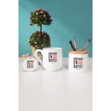 Hedizu Dayıya Hediye Oval Kupa Bardak Kalemlik Anahtarlık