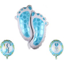 Bal10 Dünyası Folyo Balon Ayak Izi 3'lü Set Mavi 30 Inç - 18 Inç