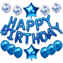Bal10 Dünyası Mavi Happy Birthday Folyo Balon Set