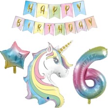 Bal10 Dünyası 6 Yaş Unicorn Folyo Balon Set