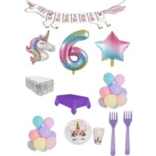 Bal10 Dünyası Unicorn Temalı Doğum Günü Parti Seti 6 Yaş