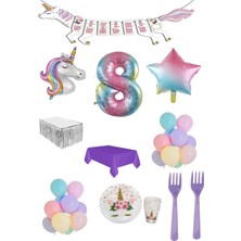 Unicorn Temalı Doğum Günü Parti Seti 8 Yaş