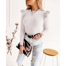 Twomeey Kaşkorse Kumaş Omuz Detaylı Bluz (Beyaz)