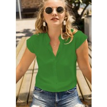 Twomeey Dokuma Viskon Kumaş Gömlek(Yeşil)