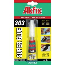Akfix 303 Süper Japon Yapıştırıcı Cam Kauçuk Metal 3 Gr.1 Adet