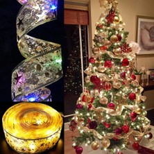 Zigver Noel Dekorasyon Ledi Şerit Işıklar Noel Ağacı Süsler Dıy Dantel Yaylar Dize Işıkları Home Ev Dekorları Yeni Yıl 2023 Gold Colourful