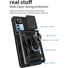 Case 4U Xiaomi Mi 12T / 12T Pro Kılıf Stand Olabilen Yüzüklü Sürgülü Vega Arka Kapak Kırmızı