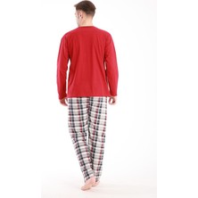 Over Pazar Erkek Baskılı Pijama Takımı Uzun Kollu 2170