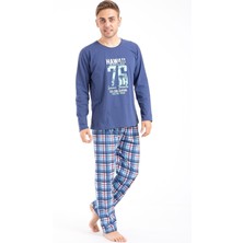 Over Pazar Erkek Baskılı Pijama Takımı Uzun Kollu 2170