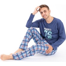 Over Pazar Erkek Baskılı Pijama Takımı Uzun Kollu 2170