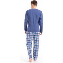 Over Pazar Erkek Baskılı Pijama Takımı Uzun Kollu 2170