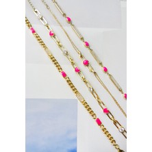 MorMajor Silver Pembe Mineli Zincir Gümüş Bileklik
