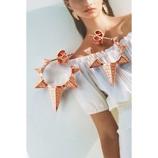 MorMajor Silver Çiftli, Piramid Model Taşlı Gümüş Küpe