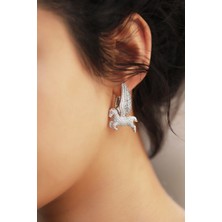 MorMajor Silver Çiftli, Kanatlı At Figürlü Gümüş Küpe