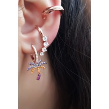 MorMajor Silver Tekli Palm Renkli Ithal Gümüş Küpe