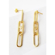 MorMajor Silver Çiftli, Love Geçmeli U Gümüş Küpe