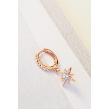 MorMajor Silver Tekli Mini Italyan Kuzey Yıldız Rose Gümüş Küpe