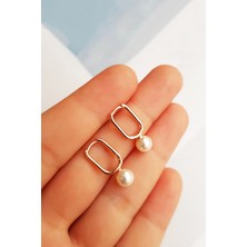 MorMajor Silver Tekli Ithal Mini Dikdörtgen Inci Gümüş Küpe