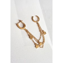 MorMajor Silver Tekli Italyan Beyaz Taşlı Gümüş Kıkırdak Küpe