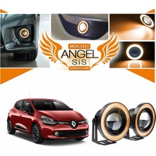 STS Oto Aksesuar Renault Clio 4 Uyumlu, Universal Mercekli LED Angel Sis Farı, 76MM Turuncu Renk