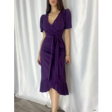 Twomeey Krep Kumaş Midi Boy Kuşaklı Elbise (Renk Seçenekli)