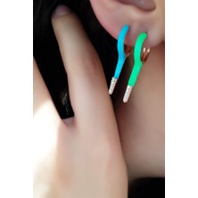 MorMajor Silver Tekli Kurşun Mavi Gümüş Küpe