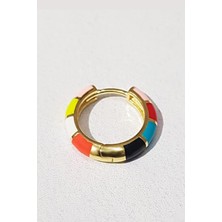 MorMajor Silver Tekli Büyük Çıtçıtlı Renkli Gümüş Küpe