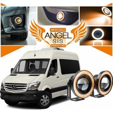 STS Oto Aksesuar Mercedes - Benz Sprinter Uyumlu, Universal Mercekli LED Angel Sis Farı, 76MM Turuncu Renk