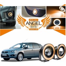 STS Oto Aksesuar Ford Focus 2,5 Uyumlu, Universal Mercekli LED Angel Sis Farı, 76MM Turuncu Renk