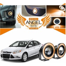 STS Oto Aksesuar Ford Focus 3 Uyumlu, Universal Mercekli LED Angel Sis Farı, 76MM Turuncu Renk
