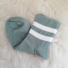 Dream Butik Beyaz Çizgili Açık Yeşil Kolej Çorap