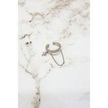 MorMajor Silver Ithal Zirkon Taşlı Kutup Yıldızlı Kıkırdak Küpe
