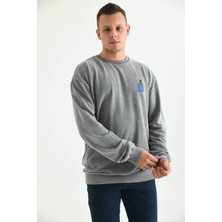 Moviment Erkek Gri Asit Yıkama Sırt Baskı Detaylı Sweatshirt
