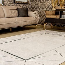 Araz Deco Siyah Çerçeve Desenli Kaymaz Taban Örgü Dokuma Halı
