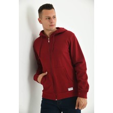 Moviment Bordo Kapüşonlu ve Kanguru Cep Detaylı Sweatshirt