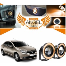 STS Oto Aksesuar Dacia Logan Uyumlu, Universal Mercekli LED Angel Sis Farı, 76MM Turuncu Renk