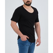 The One Erkek Beyaz Geniş Yaka %100 Pamuk Over Size T-Shirt