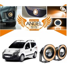 STS Oto Aksesuar Citroën Nemo Uyumlu, Universal Mercekli LED Angel Sis Farı, 76MM Turuncu Renk