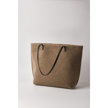Heybes Kadın Büyük Boy Keçe Kumaş Shopper Tote Omuz Çantası