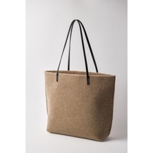 Heybes Kadın Büyük Boy Keçe Kumaş Shopper Tote Omuz Çantası