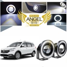 STS Oto Aksesuar Dacia Lodgy Uyumlu, Universal Mercekli LED Angel Sis Farı, 76MM Beyaz Renk