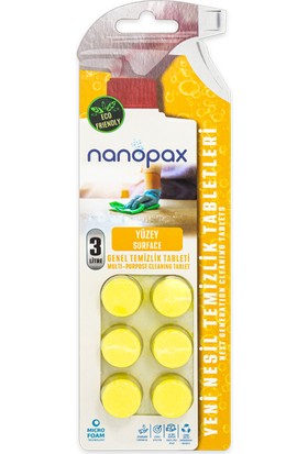 Nanopax Yüzey Temizlik Tableti (6 Tablet = 3 Litre) ve Mikro Köpüklü Sprey - (500 Ml)