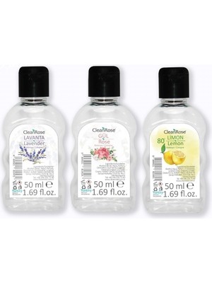 Clean Rose 3'lü Kolonya 50 ml Lavanta, Gül ve Limon