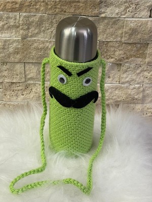 Gönülden Tasarım Keçe ve Aplikeli Kız Erkek Çocuk Örme Askılı Suluk Matara Sürahi Kılıf