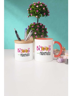 Hedizu Biyoloji Mühendisi Hediye Turuncu Kupa Bardak Kalemlik