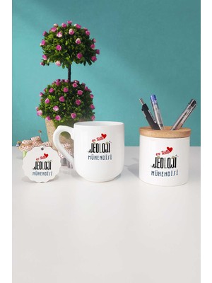 Hedizu En Tatlı Jeoloji Mühendisi Hediye Oval Kupa Bardak Kalemlik Anahtarlık